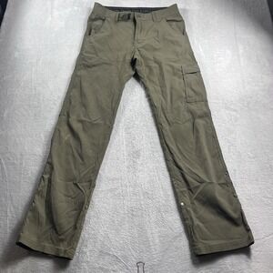 Prana Pants Mens Green Zion Stretch Lightweight Vented Stowe Pockets 30x32